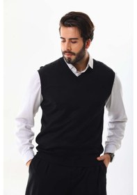 Resim Günay Erkek V Yaka Yün Süveter 1000 Siyah 
