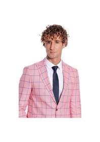 Resim Wessi Mavi Kare Desenli Slim Fit Pembe Erkek Ceket 001 