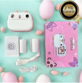 Resim teknotrust Çocuklar Için Baskı Özellikli Kamera Dijital Fotoğraf Makinesi Renkli Kalem Hediyeli 