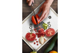 Resim Feyza Design Şık ve Dayanıklı 20X30 cm Cam Kesme Tahtası, Mutfağınıza Şıklık Katın 
