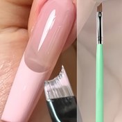 Resim 1 adet Fransız Ucu Tırnak Fırçası Yeşil Saplı - Yarım Ay Şekli, Hassas Jel Boyama Kalemi DIY Tırnak Sanatı için, Fransız Manikür ve Pedikür için Mükemmel, Dayanıklı ve Temizlemesi Kolay, Tırnak Sanatı Fırçaları 