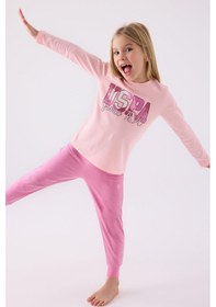 Resim U.s. Polo Assn. Kız Çocuk Pembe Uzun Kol Pijama Takım KREM 