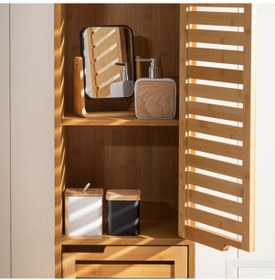 Resim Mudo Home Boho Bambu Büyüteçli Ayna Siyah 16x5,8x21,8 