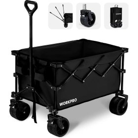 Resim Workpro WP285016 100KG 4 Tekerli Katlanabilir Ağır Hizmet Taşıma Arabası / Plaj Arabası 