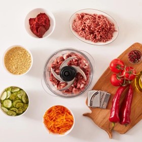 Resim Karaca 8 In 1 Mastermaid Prosteel Cam Hazneli 6 Bıçaklı Uzun Blender Ayaklı Mutfak Robotu 2500 W 