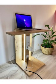 Resim house of prusa IQ Led Sehpa, Yan Sehpa, Laptop Sehpası, C Sehpa, Type-C USB Girişi, Tekerlekli Sehpa 