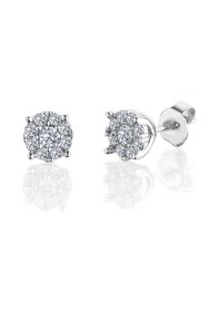 Resim 1.00 Karat Effective Diamond Koronet Tektaş Gümüş Küpe 