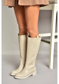 Resim Fox Shoes T590962009 Bej Alçak Topuklu Kadın Çizme 