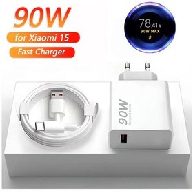 Resim 90w Hızlı Şarj Cihazı Xiaomi 15 14 13 12 11 Pro Ultra Lite Usb Tip C Hızlı Şarj Eu Charger And 1.5m ' Beyaz 