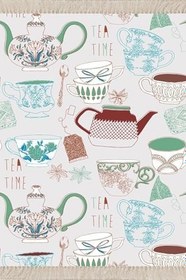 Resim Pelangi Çaydanlık Fincan Desenli Dijital Baskılı Kaymaz Taban Yıkanabilir Leke Tutmaz Mutfak Halısı, Krem 60 x 200 