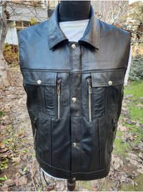 Resim ArdaStilDeri Hakiki Deri Tarz Motorcu Chopper Deri Yelek 