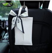 Resim Chuangyinshop Beyaz Örgü Pu Deri Araç Kağıt Mendil Kutusu - Başlıklı Multifonksiyonel 