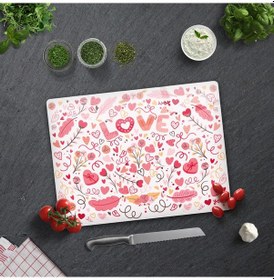 Resim Decorita Cam Kesme Tahtası | Love - Renkli | 30cm x 40cm 