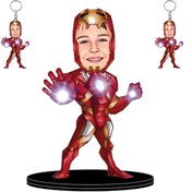 Resim wonderlike Kişiye Özel Iron Man Figürlü Çocuk 2 Adet Anahtarlık Hediyeli 3d Ahşap Biblo,sevgiliye Hediye 