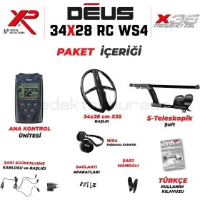 Resim XP Dedektör Deus Dedektör - 34X28CM X35 Başlık, Ws4 Kulaklık, Ana Kontrol Ünitesi 
