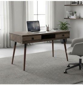 Resim Mobenta Modest Desk Masif Çalşıma & Laptop Masası, 2 Çekmece 1 Bölme - 120 Cm, Cv Ceviz - Ahşap 