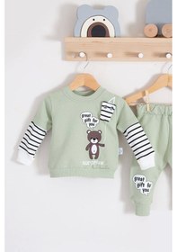 Resim Gift For You Desenli 2'li % 100 Pamuk Erkek Bebek Takımı 
