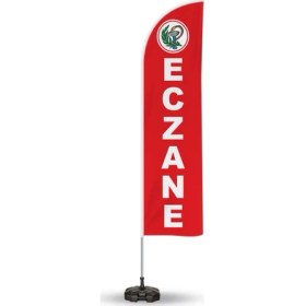 Resim ReklamEdiyoruz Eczane Yönlendirme Tanıtım ve Reklam Yelken Bayragı Kırmızı 