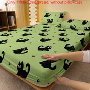 Resim Sevimli Karikatür Siyah Kedi Baskılı Lastikli Çarşaf - Yumuşak Fırçalanmış Polyester, Yatak Odası & Misafir Odası Dekoru için Derin Cep Tasarımı, Makinede Yıkanabilir, Noel hediyesi 