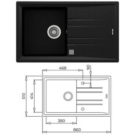Resim Teka Stone 50 B-tg Siyah Granit Eviye + Teka In 995 Fn Siyah Kuğu Mutfak Bataryası Seti Siyah 