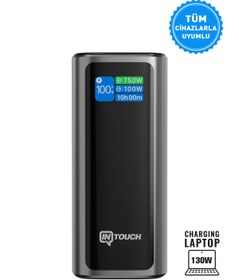 Resim İntouch 20.000mAh Ultra Hızlı Şarj 130W TFT Ekranlı Laptop ve Tablet Şarj Edebilen Powerbank Premium Serisi 