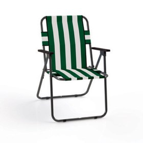 Resim Çizgili Plaj Piknik Sandalyesi Yeşil Beyaz 
