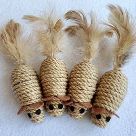 Resim 4 adet Sisal Fare Kedi Oyuncak Seti - Yırtıcıya Dayanıklı, Etkileşimli Dolgulu Oyuncaklar, Kendi Kendine Oyun Yapabilen Gerçekçi Sahte Fareler, Dayanıklı Kumaş Malzeme, Tüm Kedi Irkları İçin İdeal, Oyuncağı Kedi, Pil Olmadan 