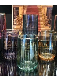 Resim Mzgn Elta Diamond Renkli Kahve Yanı 6lı Su Bardağı Renkli 