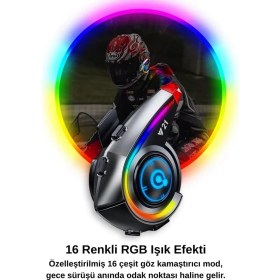 Resim Hatıra Kutusu Y21 Rgb Işık Efektli Intercom Bluetooth Motosiklet Kask Kulaklığı Intercom Kulaklık - Lisinya 