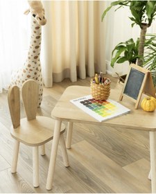 Resim SEAPOL Çocuk Masa Ve Sandalye Takımı Tavsan Naturel1 Model 