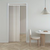 Resim 1pc Çağdaş Isı Yalıtımlı Ripplefold Kapı Perdesi - Düz Dokuma Polyester Oda Bölücü Göz ile Yaşam Odası, Yatak Odası, Giriş için - Modaya Uygun Tüm Mevsim Bölme Gölgelendirme, Kolay Temizlenebilir 