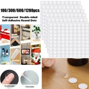 Resim 100/300/600/1200 adet Şeffaf Yuvarlak Yeniden Kullanılabilir Montaj Etiketleri - Çift Taraflı Yapışkan Noktalarla Duvara Asılan Resimler ve Balonlar için Montaj Bandı, Yapışkan Tack, Çıkarılabilir Poster Macunu, Şeffaf Yapışkanlı Bant 
