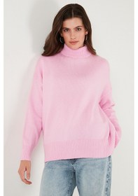 Resim Lela Oversize Fit Balıkçı Yaka Yumuşak Dokulu 2'Li Paket Triko Bayan Kazak 680Kz00469S2 Şeker Pembe-Taş 