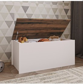 Resim Florya Çok Amaçlı Oyuncak Ve Depolama Sandığı - Antrasit Ve Beyaz - 90 Cm - Beyaz 