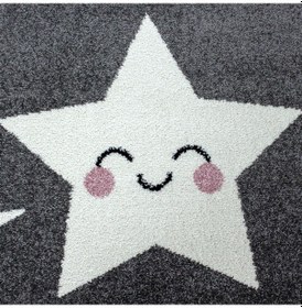 Resim Tatlı Yıldız Desen Kolay Bakım Çocuk Odası Halı Gri 