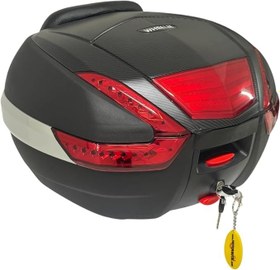 Resim WHEELIE XT62-B 38 Litre Motosiklet Arka Çanta Tak Çıkart Özellikli Siyah Su Geçirmez ABS Top Case Üniversal 