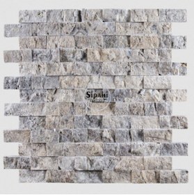 Resim SİPAHİMARBLE Gümüş Traverten Patlatma Mozaik 