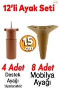 Resim Badem10 Aspen 12'li Set Lüks Mobilya Kanepe Koltuk Tv Ünitesi Baza Ayağı Ayakları 15 Cm Kahverengi Baza Ayak 