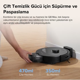 Resim Roborock Q8 Max Siyah Robot Süpürge 
