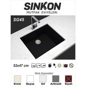 Resim Sinkon Siyah Granit Eviye 52 x 47 - Sg45 - Sinkon 