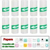 Resim 10 Rulo Mini Yazıcı Yapışkan Kağıt Kendinden yapışkanlı Kağıt Beyaz Termal Kağıt Yazıcı Etiket Etiket Kablosuz Çalışma Notları Fotoğraf Lnkless Yazıcı için 57mm 