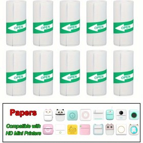 Resim 10 Rulo Mini Yazıcı Yapışkan Kağıt Kendinden yapışkanlı Kağıt Beyaz Termal Kağıt Yazıcı Etiket Etiket Kablosuz Çalışma Notları Fotoğraf Lnkless Yazıcı için 57mm 
