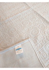 Resim Pamuklu Bukle Lüks Kilim 140x200 -spiral Düz Krem Krem 