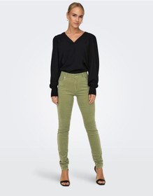 Resim Only Slim Fit Dar Paça Yeşil Kadın Kadife Pantolon 15298649 001 