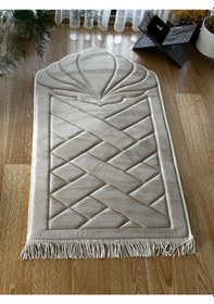 Resim Kadife Süngerli Lüks Hediyelik Seccade Tesbih Ve Zikirmat 