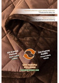 Resim Evlen Home Kapitone Kadife Yatak Örtüsü Seti Tek Kişilik Supersoft 2 Parça Yumuşak Elyaf Dolgulu Koyu Kahve Koyu Kahverengi 