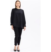 Resim Gala-xi Sıfır Yaka Büyük Beden Taş Detaylı Siyah Kadın Bluz 23211001002 001 