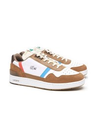 Resim Lacoste T Clip 128 8 Sma Leather Mens Sneaker Hakiki Deri Erkek Günlük Spor Ayakkabı Beyaz Kahverengi Beyaz 