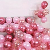 Resim 52 adet/takım İnci Pembesi Metalik Balon Seti Pembe Doğum Günü Partisi Süslemeleri Düğün Yıldönümü Gelini Anneler Günü Bekarlığa Veda Partisi Duş Süslemeleri için Payet Konfeti Lateks Balon, Yaz Parti Dekoru 
