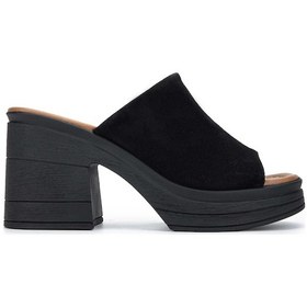 Resim Tamer Tanca Kadın Hakiki Deri Siyah Süet Topuklu Terlik 231 76 Bn Trlk Y24 Sıyah Suet Siyah 